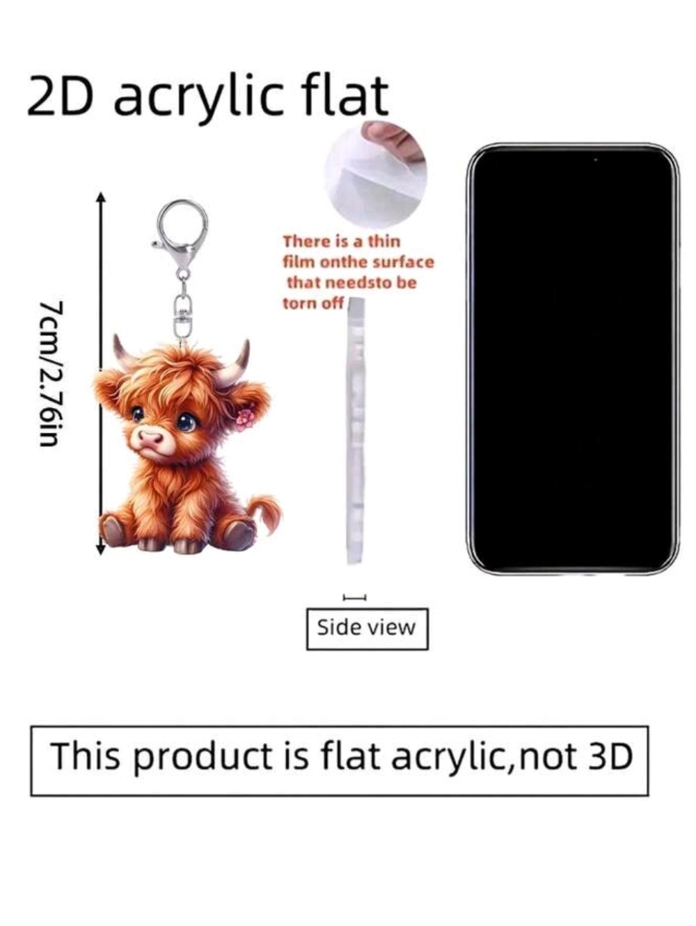 NIP: Cute 🐄Highland Cow🐄 Bagcharm/Keyring - Picture 5 of 7